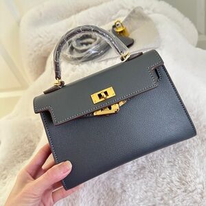 Top Handle or Crossbody Classic Mini Epsom Bag with Gold Hardware in Grey